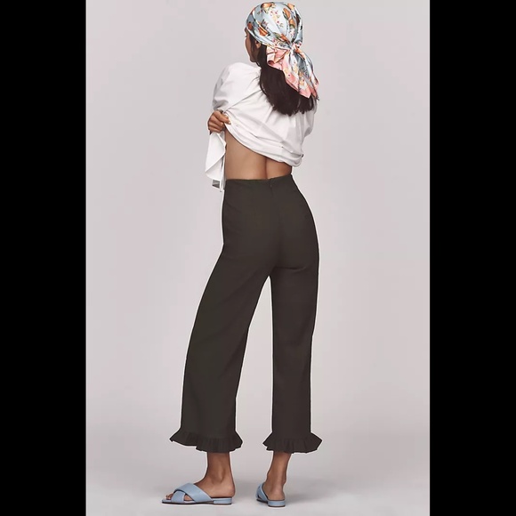 Anthropologie The Colette Magic Fabric Ruffle-Hem Crop Wide-Leg Pants by Maeve - Picture 3 of 16